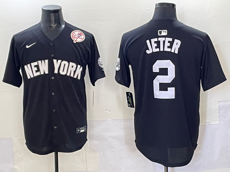 Men 2025 New York Yankees #2 Jeter black Nike MLB Jersey style 7250010->new york yankees->MLB Jersey